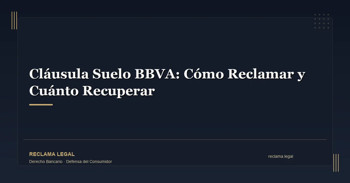 Cláusula Suelo BBVA: Cómo Reclamar y Cuánto Recuperar - Reclama Legal