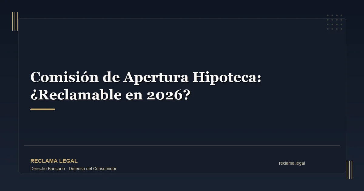 Comisión de Apertura Hipoteca: ¿Reclamable en 2026? - Reclama Legal