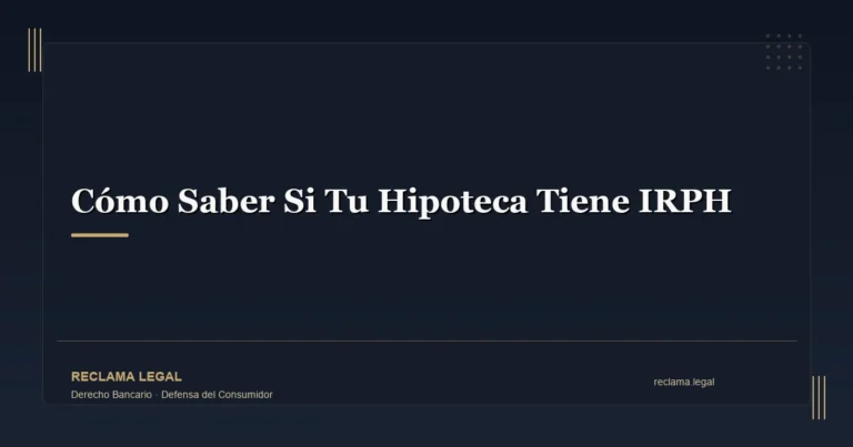 Cómo Saber Si Tu Hipoteca Tiene IRPH - Reclama Legal