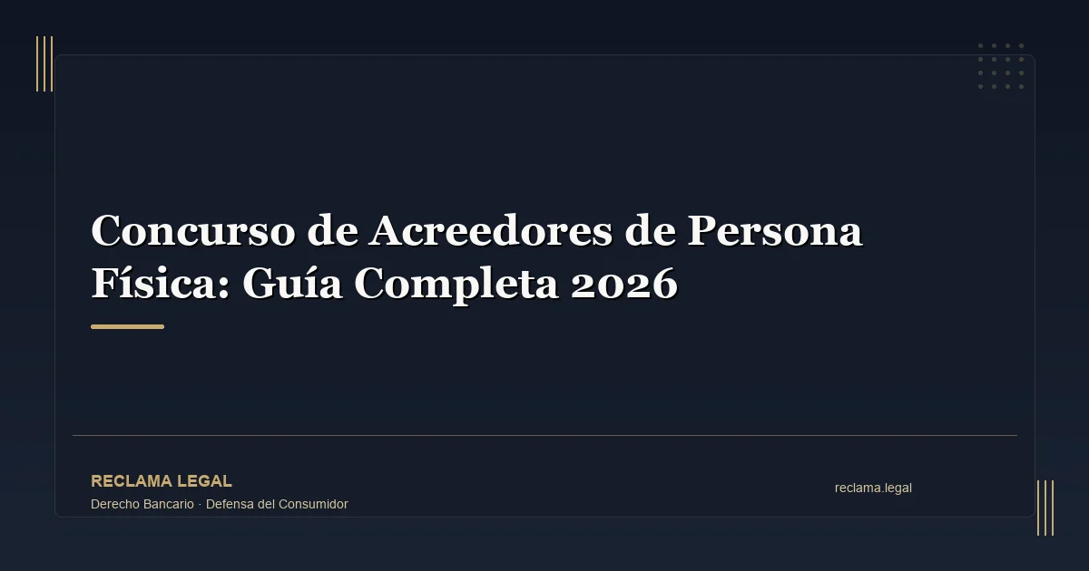 Concurso de Acreedores de Persona Física: Guía Completa 2026 - Reclama Legal