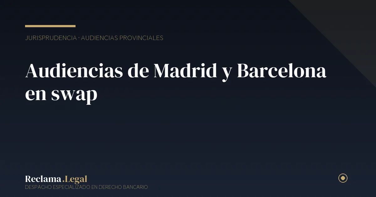 Audiencias de Madrid y Barcelona en swap — Reclama Legal