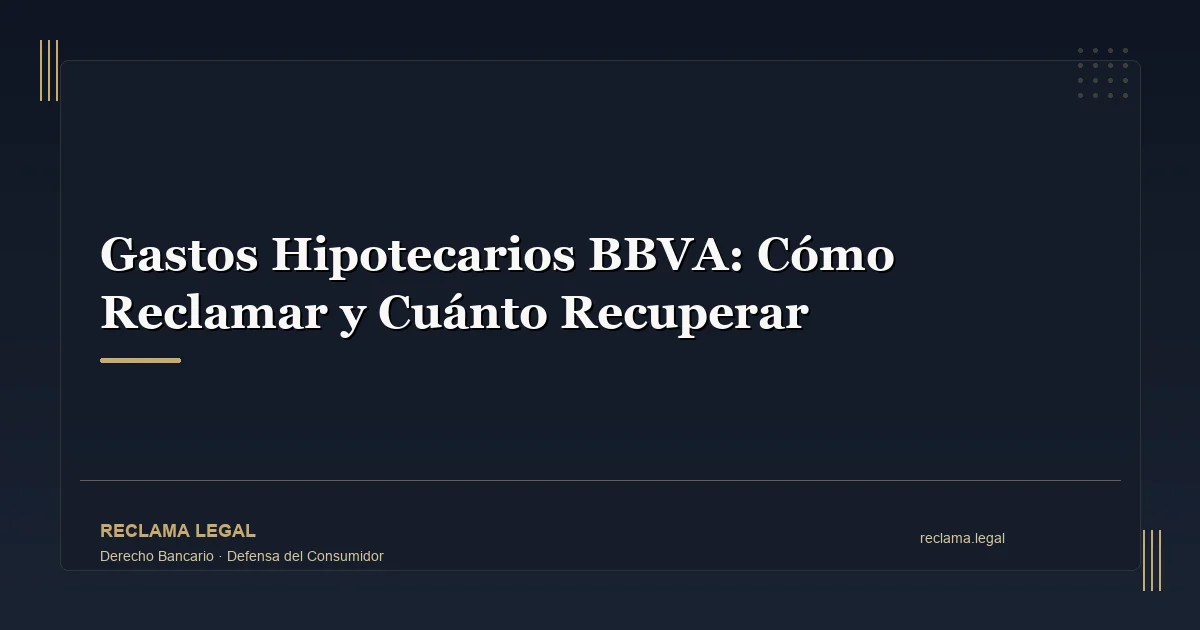 Gastos Hipotecarios BBVA: Cómo Reclamar y Cuánto Recuperar - Reclama Legal