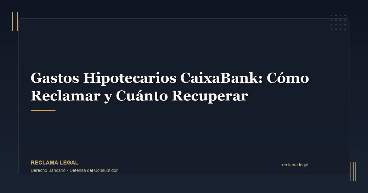 Gastos Hipotecarios CaixaBank: Cómo Reclamar y Cuánto Recuperar - Reclama Legal
