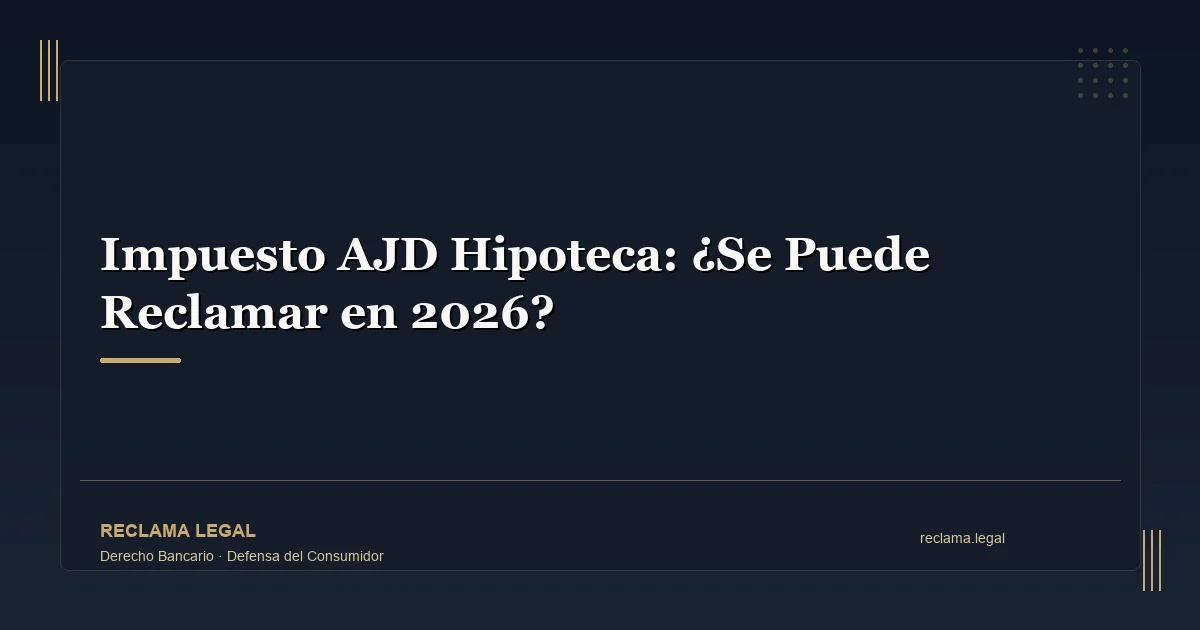 Impuesto AJD Hipoteca: ¿Se Puede Reclamar en 2026? - Reclama Legal