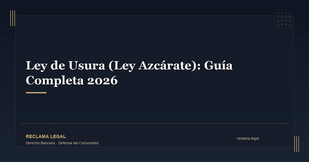 Ley de Usura (Ley Azcárate): Guía Completa 2026 - Reclama Legal