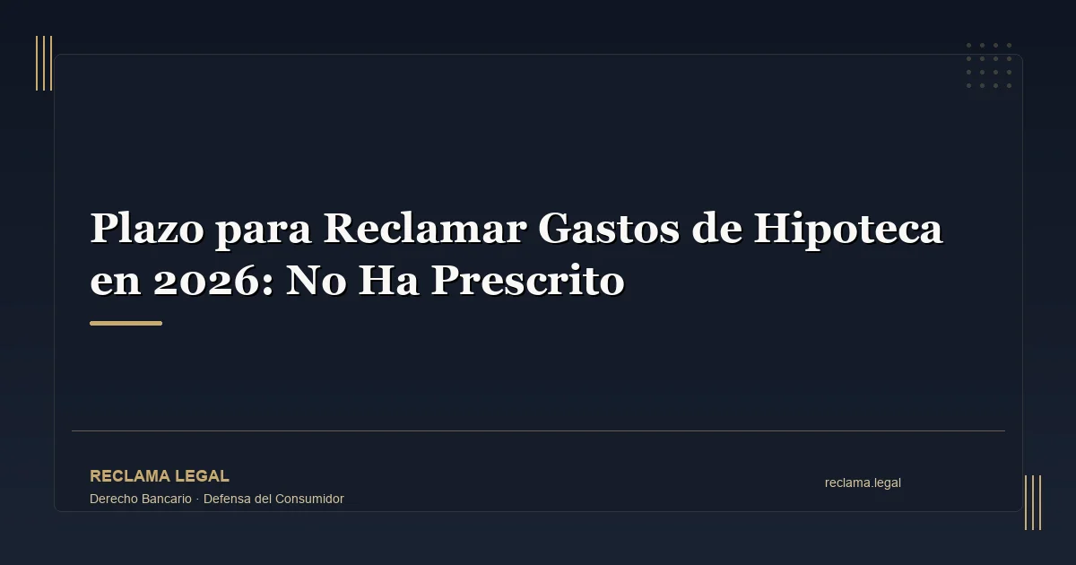 Plazo para Reclamar Gastos de Hipoteca en 2026: No Ha Prescrito - Reclama Legal