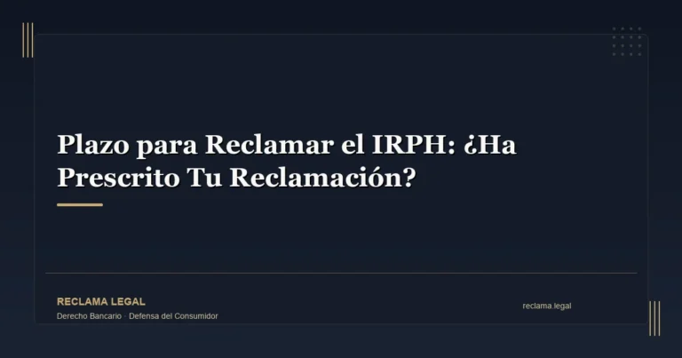 Plazo para Reclamar el IRPH: ¿Ha Prescrito Tu Reclamación? - Reclama Legal