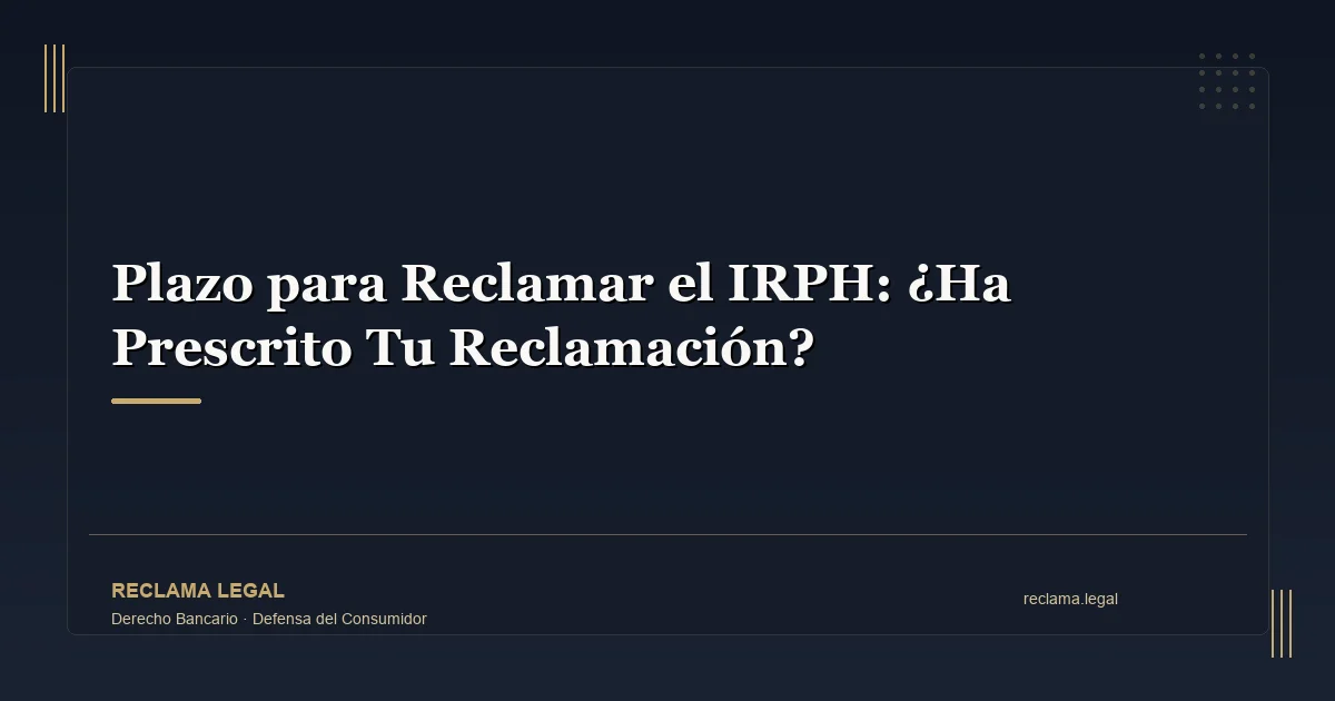 Plazo para Reclamar el IRPH: ¿Ha Prescrito Tu Reclamación? - Reclama Legal