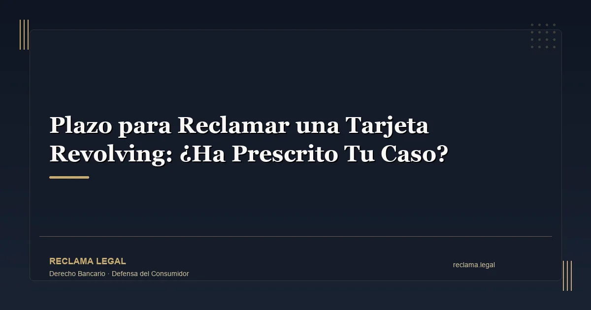Plazo para Reclamar una Tarjeta Revolving: ¿Ha Prescrito Tu Caso? - Reclama Legal