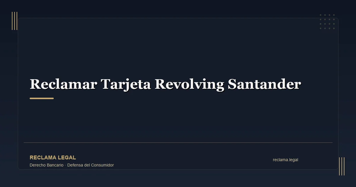 Reclamar Tarjeta Revolving Santander: Guía Completa 2026