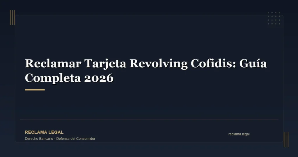 Reclamar Tarjeta Revolving Cofidis: Guía Completa 2026
