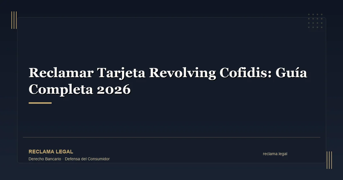 Reclamar Tarjeta Revolving Cofidis: Guía Completa 2026 - Reclama Legal