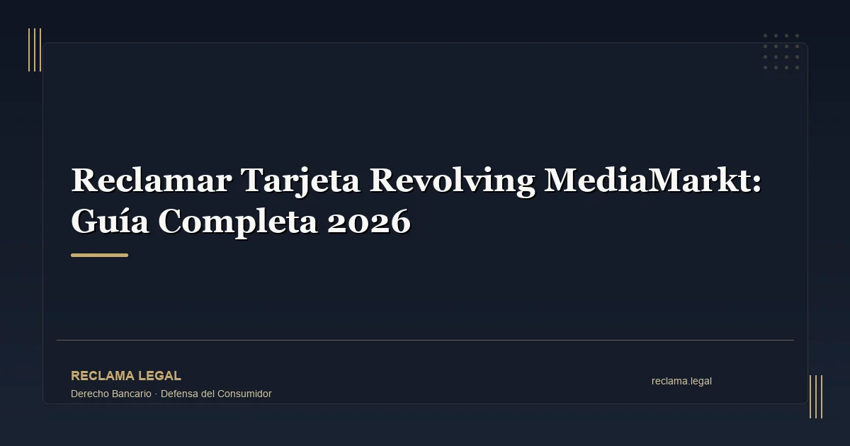 Reclamar Tarjeta Revolving MediaMarkt: Guía Completa 2026 - Reclama Legal
