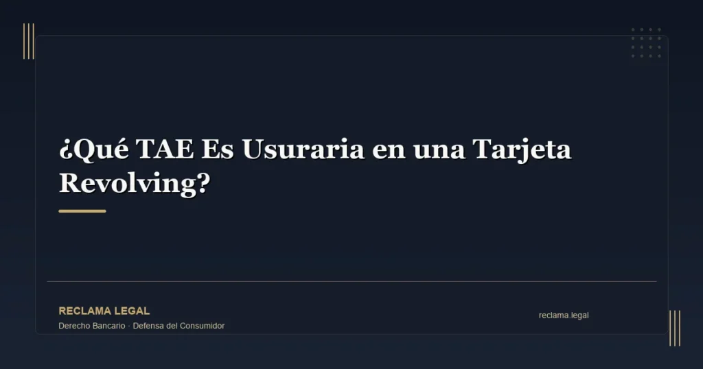 ¿Qué TAE Es Usuraria en una Tarjeta Revolving? Criterio del Tribunal Supremo