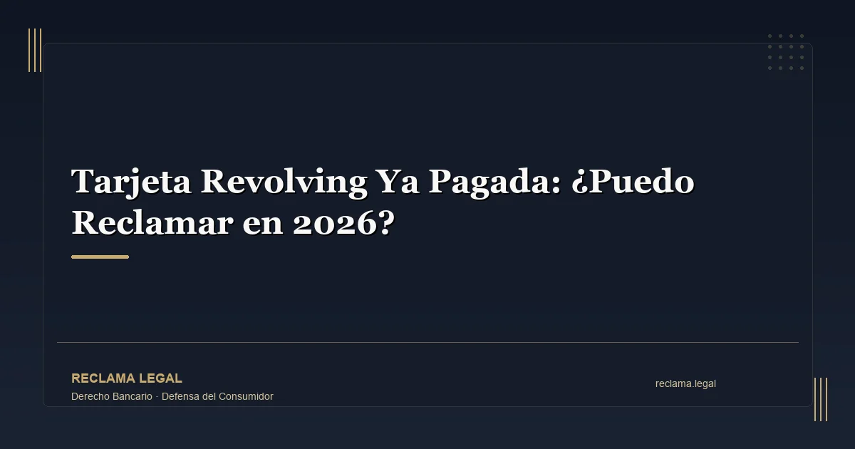Tarjeta Revolving Ya Pagada: ¿Puedo Reclamar en 2026? - Reclama Legal